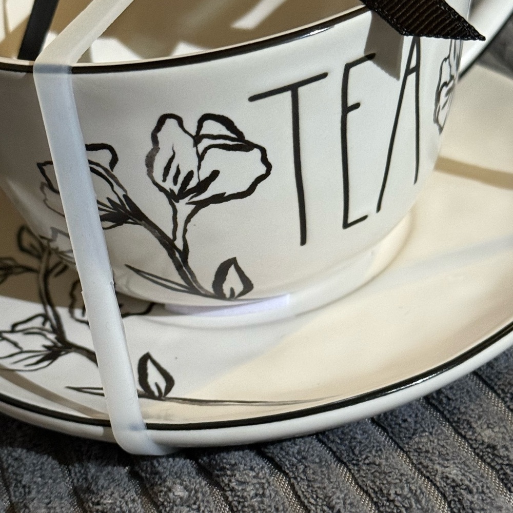Rae Dunn Cream and Black Floral Tea Set - Picture 5 of 6